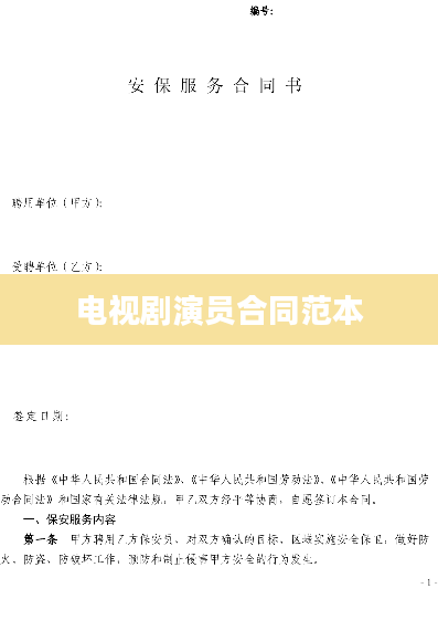 电视剧演员合同范本