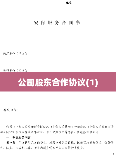 公司股东合作协议(1)