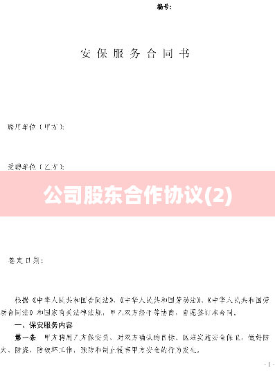 公司股东合作协议(2)