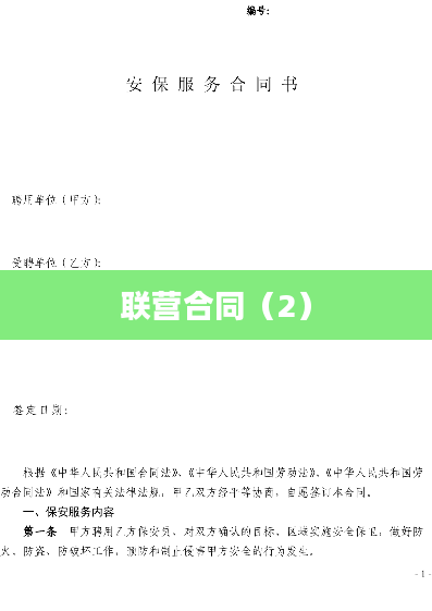 联营合同（2）
