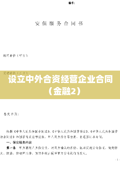 设立中外合资经营企业合同（金融2）