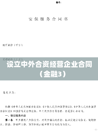 设立中外合资经营企业合同（金融3）
