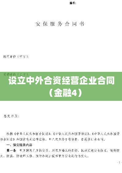 设立中外合资经营企业合同（金融4）
