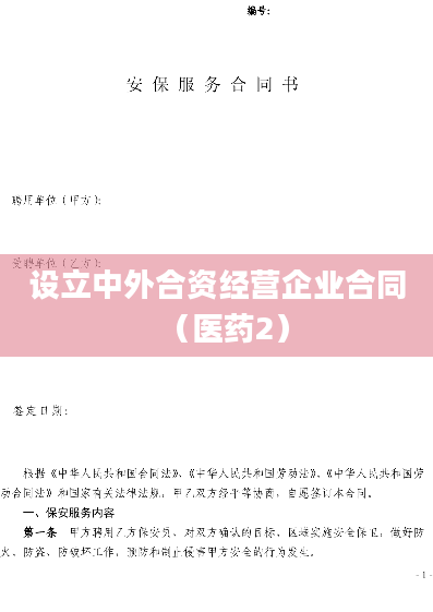 设立中外合资经营企业合同（医药2）