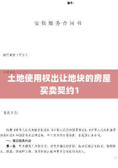 土地使用权出让地块的房屋买卖契约1