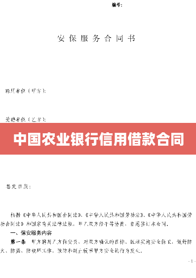 中国农业银行信用借款合同