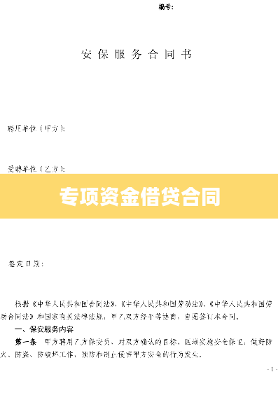 专项资金借贷合同