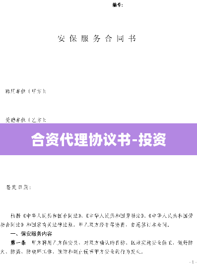 合资代理协议书-投资