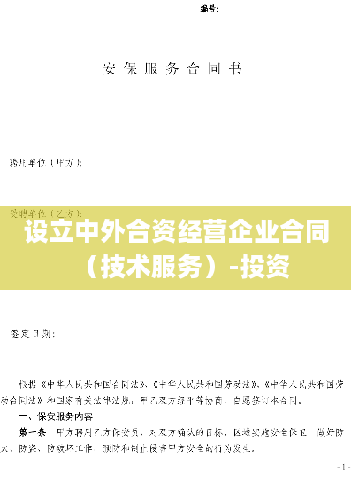 设立中外合资经营企业合同（技术服务）-投资