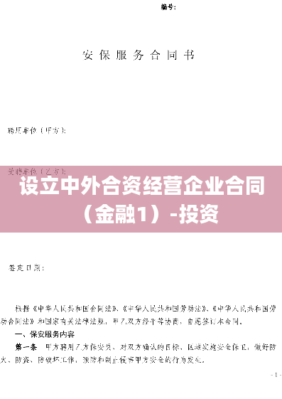 设立中外合资经营企业合同（金融1）-投资