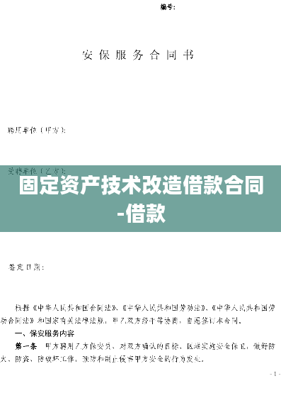 固定资产技术改造借款合同-借款