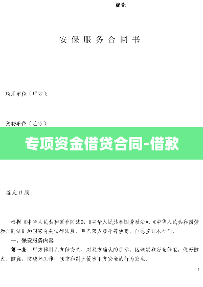专项资金借贷合同-借款