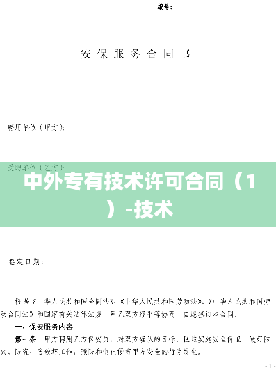 中外专有技术许可合同（1）-技术