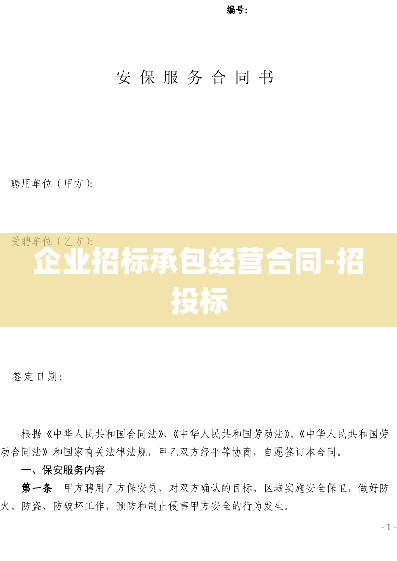 企业招标承包经营合同-招投标