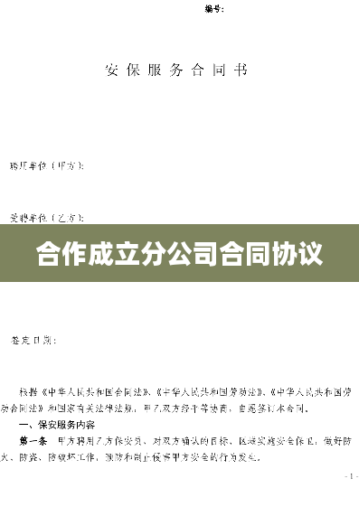 合作成立分公司合同协议