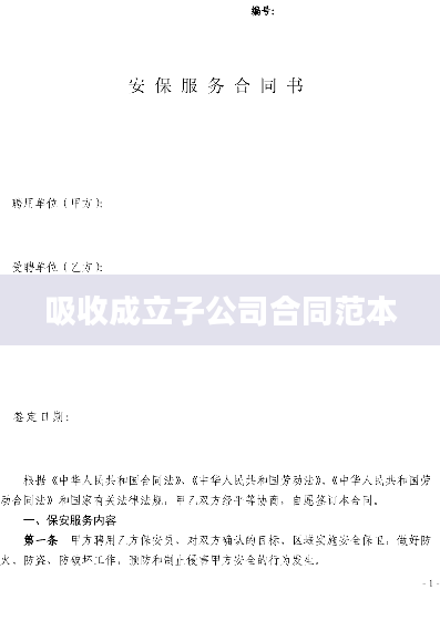 吸收成立子公司合同范本