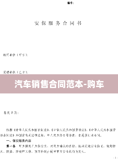 汽车销售合同范本-购车