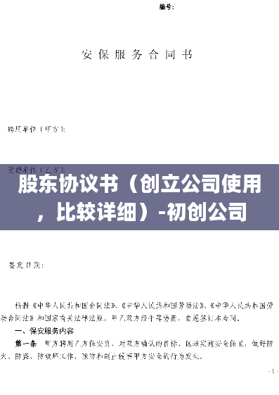股东协议书（创立公司使用，比较详细）-初创公司
