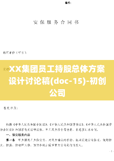XX集团员工持股总体方案设计讨论稿(doc-15)-初创公司