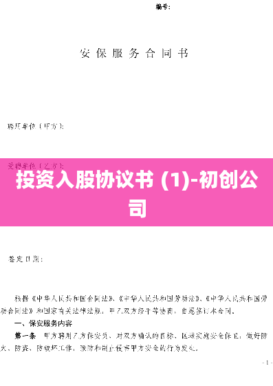 投资入股协议书 (1)-初创公司