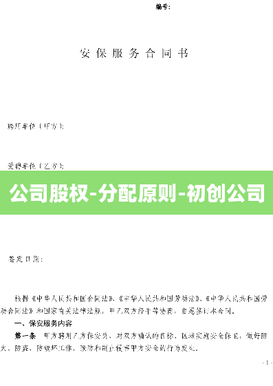 公司股权-分配原则-初创公司