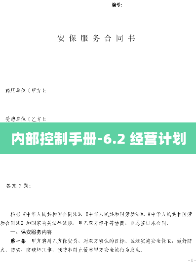 内部控制手册-6.2 经营计划